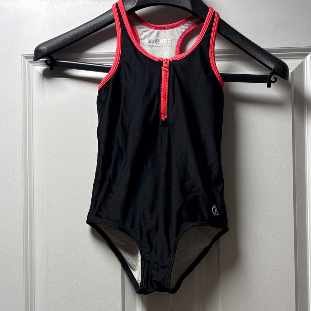 Black and Pink One-Piece Swimsuit